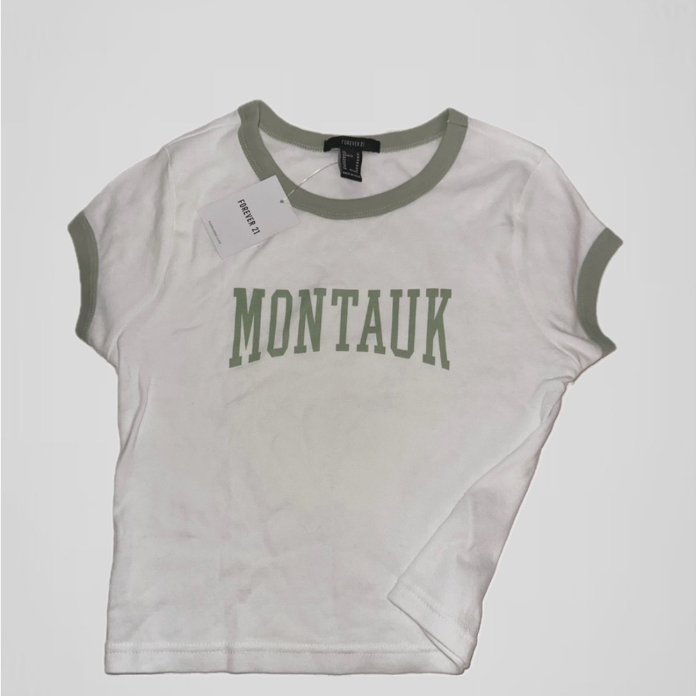 White and Green Crop Top